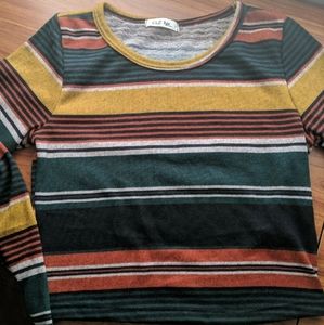 Womens Striped Brushed Crop Top Med/Lrg